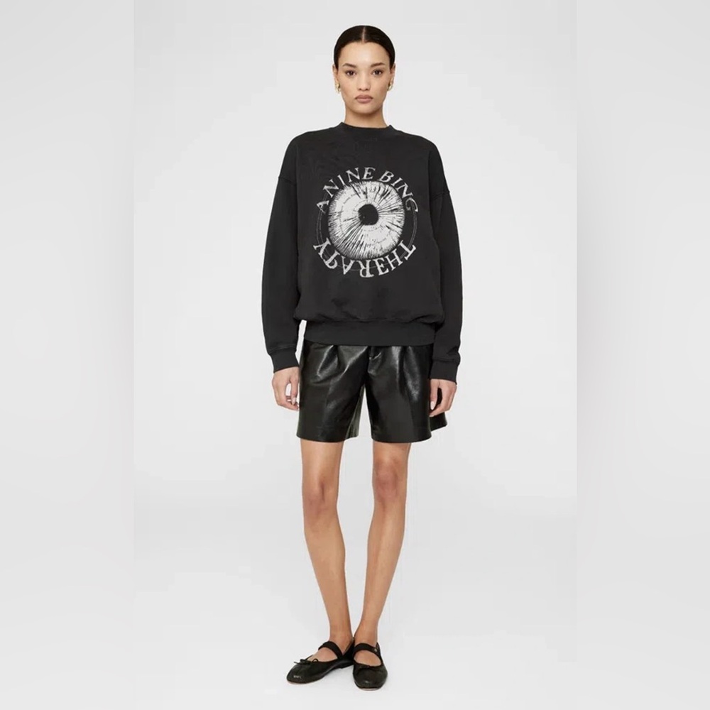 Anine Bing Small Grey Jaci Sounds In Off Black Sweatshirt. 🖤⚡️